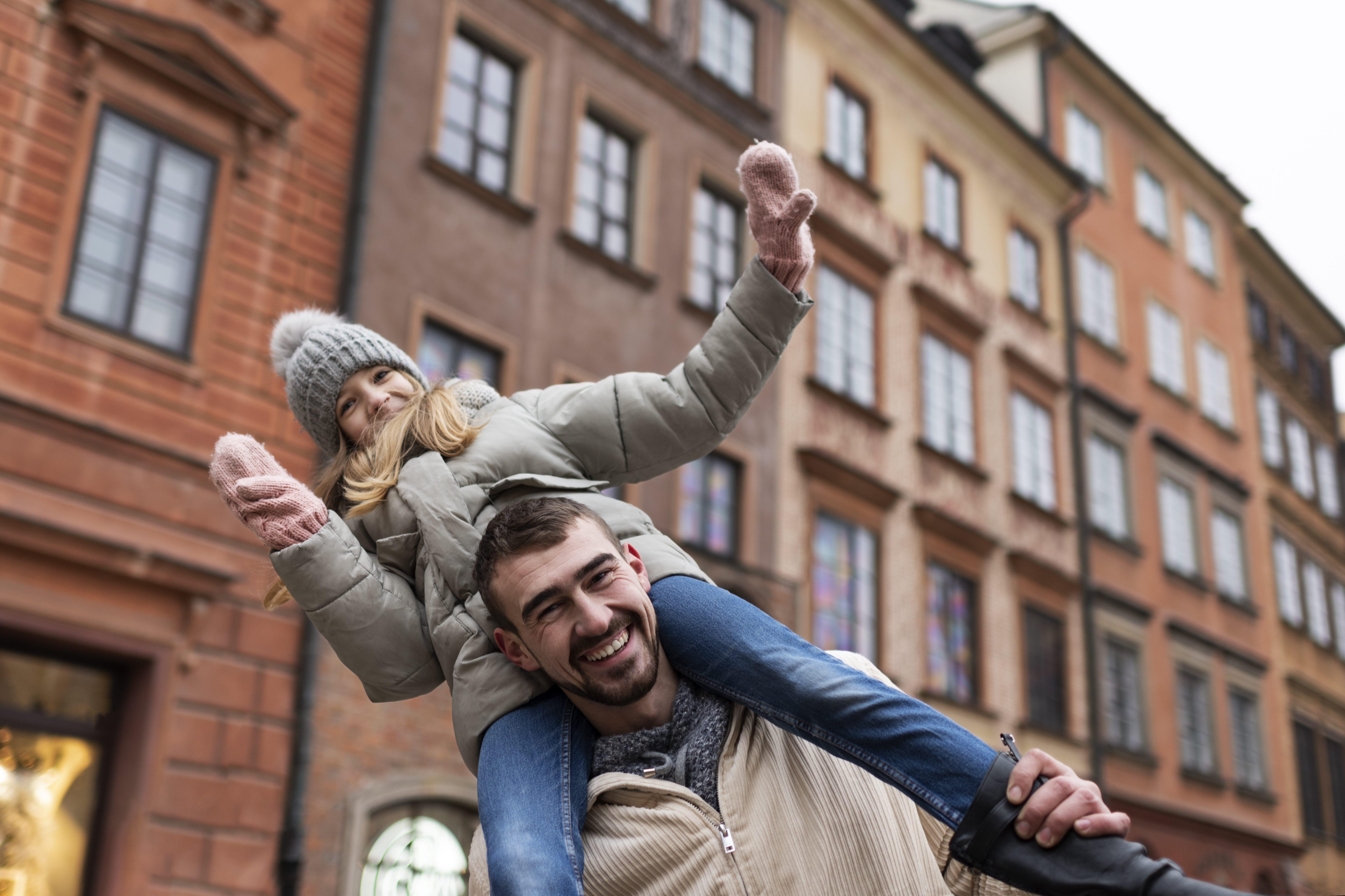 Vater und Tochter glücklich in der Schweiz